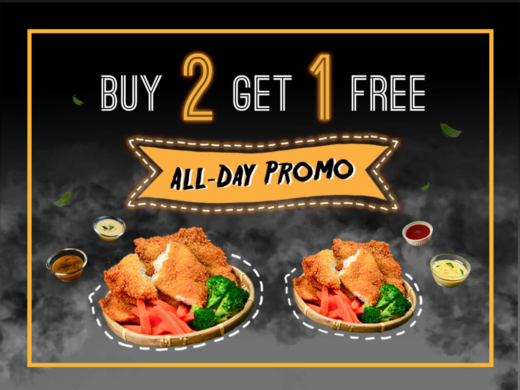 Buy 2 Free 1 and up to 4 sauces for you to choose!